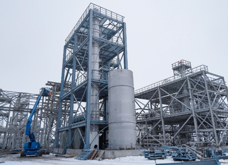 Производственный комплекс по получению промышленных спиртов 1 450x326 Блок очистки CO₂ для комплекса получения промышленных спиртов